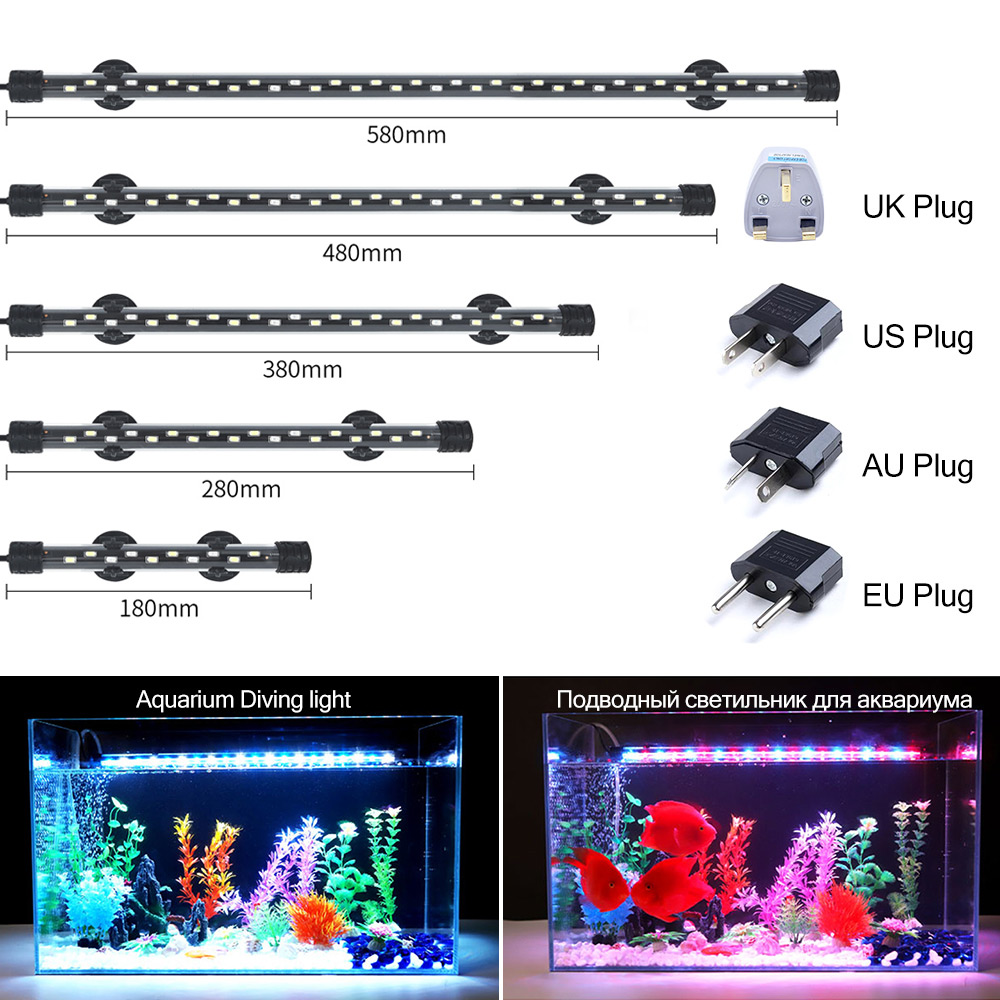 Aquarium Marine Lights - 90-260V Aquarium LIGHT LED กันน้ําถังปลาคลิปใต้น้ําโคมไฟตกแต่ง Submersible