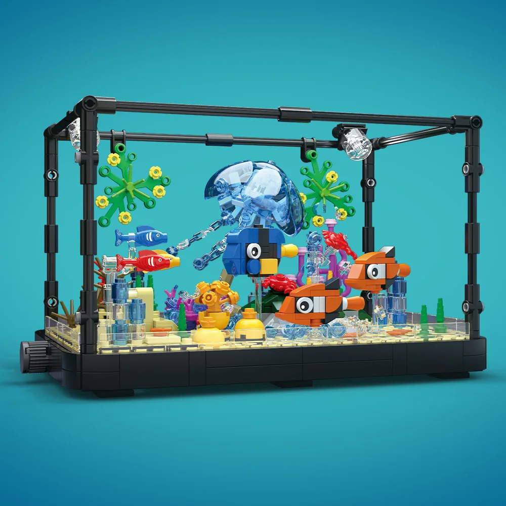 ชุดบล็อกตัวต่อตู้ปลาพร้อมไฟ，ตู - Aquarium Marine Lights บทวิจารณ์และราคา